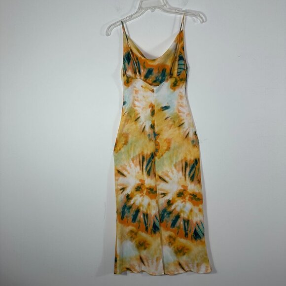 Selfie Leslie Show Me Love Cowl Neck Midi Dress Tie Die Orange Multi Women's XS - Picture 8 of 14